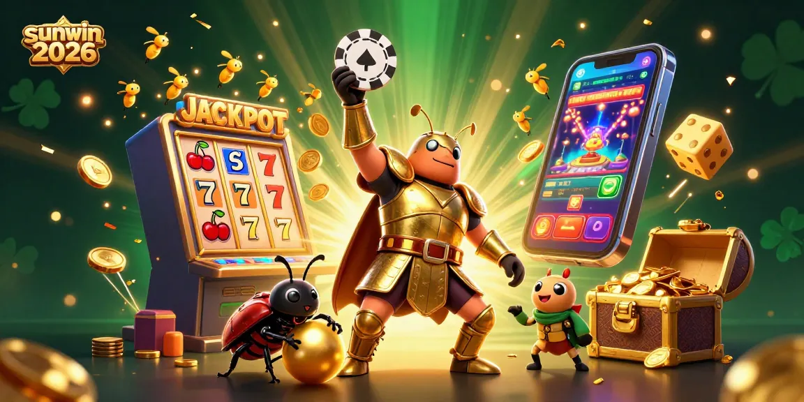 Play thrilling games at sunwin 2026 as a heroic beetle lifts a poker chip in victory.