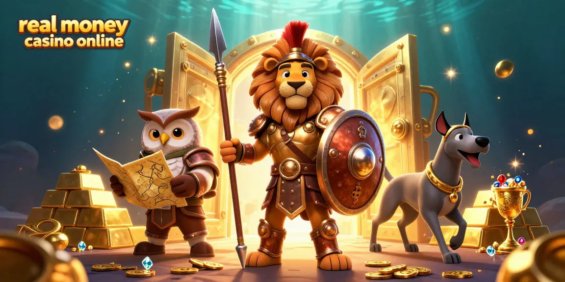 Win big at real money casino online with a dazzling treasure-filled scene of adventure.